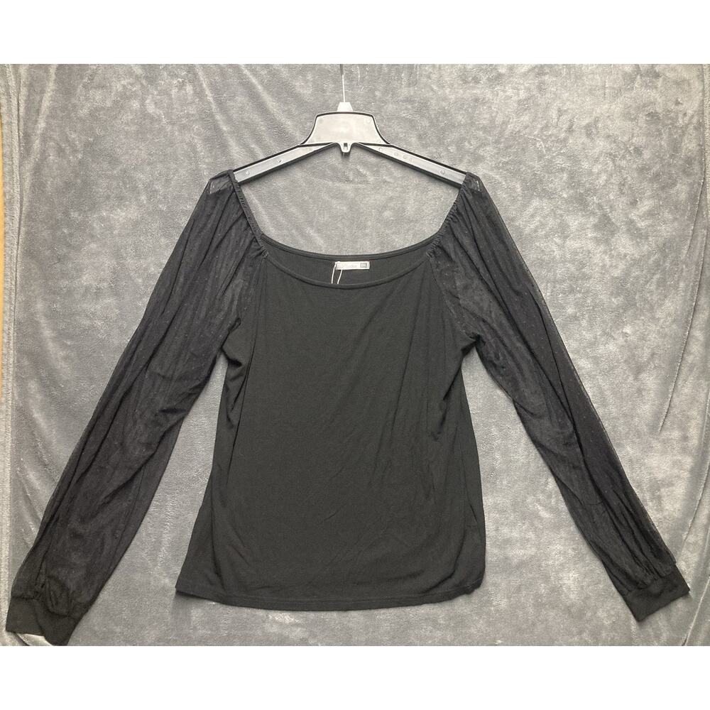 Y2K Dorose Sheer Balloon Sleeve Ribbed Top Womans XXL Whimsigoth Dark Romantic